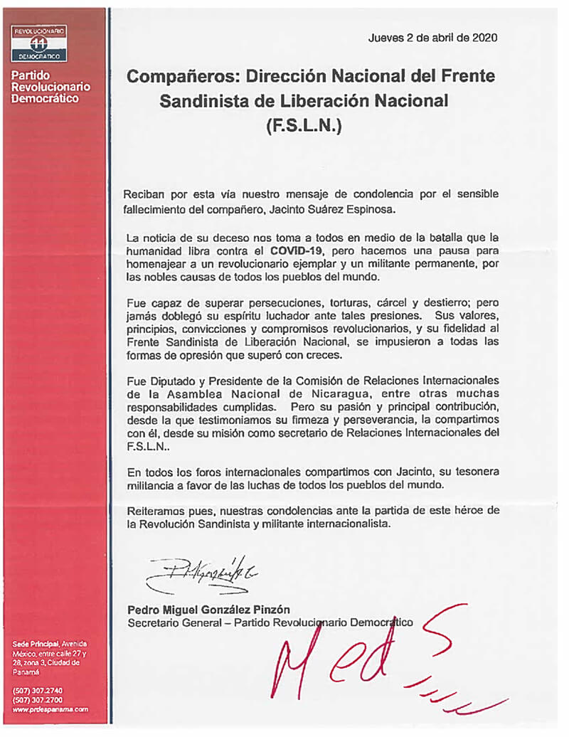 condolencias-partido-revolucionario-democratico-panama-fallecimiento-jacinto-suarez